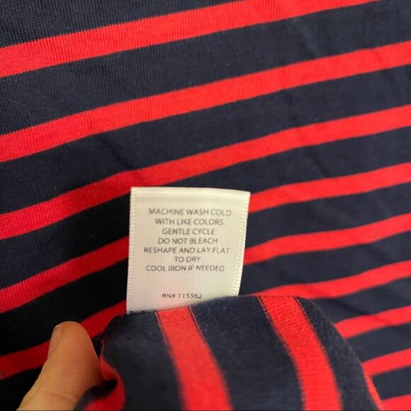 STYLEMINT Shirt Size Small Navy & Lipstick Red Stripe Dalton Nautical Preppy - Picture 8 of 8